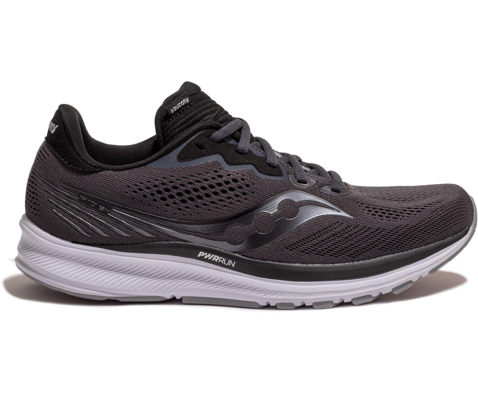 Saucony Ride 14 Wide Men\'s Running Shoes Grey / Black | Canada 557AHKP